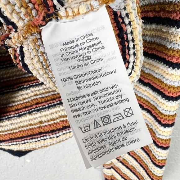 Madewell Arden Retro Striped V-Neck Cotton Cropped Pullover Casual Sweater S - Picture 7 of 9